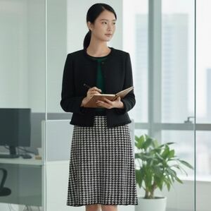 Jones Studio Women Size M Houndstooth Stretch Pull On Skirt office play casual